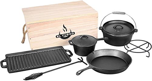 El Fuego Dutch Oven Set 7-teilig, schwarz von El Fuego