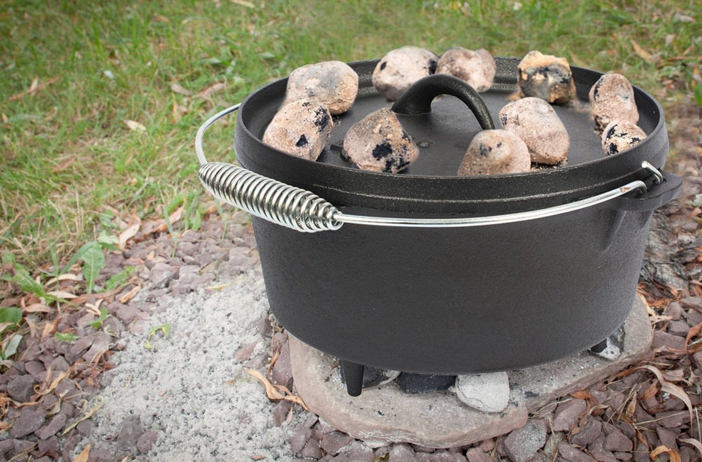 El Fuego Grilltopf El Fuego Dutch Oven verschiedene Größen Schwarz mit Deckelheber von El Fuego