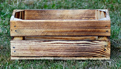 Holzkiste geflammt 40 x 20 x 16 cm Natur Blumentopf Blumenkasten Regal Aufbewahrung Obst Holz Kiste von El Natural - Produkte aus der Natur