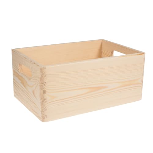 Stapelkiste 30 x 20 x 14 cm mit Griffen Natur Allzweckkiste Holzkiste Regal Aufbewahrung Obst Holz Kiste von El Natural - Produkte aus der Natur
