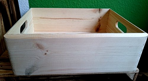 Stapelkiste 40 x 30 x 14 cm mit Griffen Natur Allzweckkiste Holzkiste Regal Aufbewahrung Obst Holz Kiste Stapelkiste 40 x 30 x 14 cm mit Griffen Natur Allzweckkiste Holzkiste Regal Aufbewahrung Obst Holz Kiste von El Natural - Produkte aus der Natur