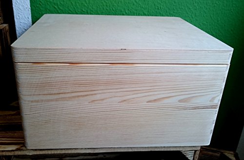 Stapelkiste mit Deckel 40 x 30 x 23 cm mit Griffen Natur Allzweckkiste Holzkiste Regal Aufbewahrung Obst Holz Kiste von El Natural - Produkte aus der Natur