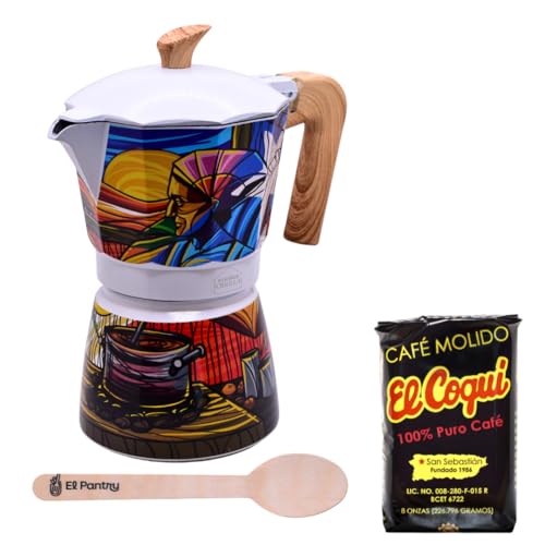 El Pantry Limitierte Auflage Puerto Rican Artists Kaffeemaschine Bundle (Edgardo Noel, Cafe el Coqui) von El Pantry
