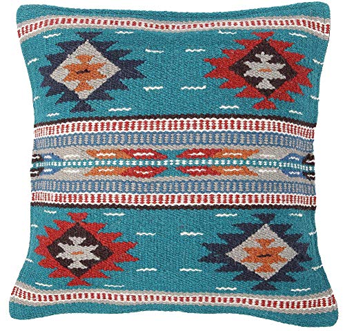 El Paso Designs Kissenbezug, 45,7 x 45,7 cm, handgewebte Wolle im Südwestlichen, Mexikanischen und Indianer-Stil, handgefertigt, Western dekorativer Kissenbezug aus Wolle (vier Diamanten) von El Paso Designs