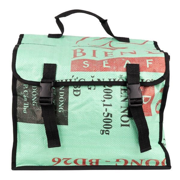 El Puente Fahrradsatteltasche aus recycelten Reissäcken von El Puente