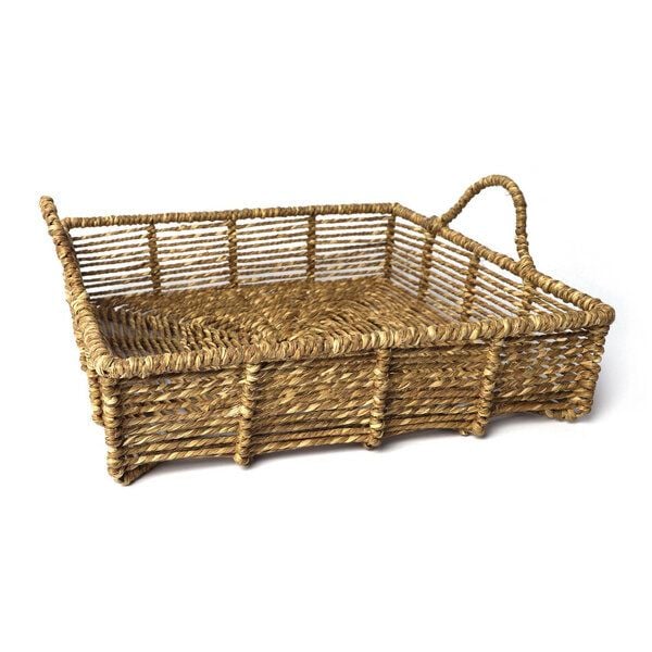 El Puente Quadratisches Tablett aus Munji-Gras und Eisen (32 x 32 x 8,5 cm) von El Puente