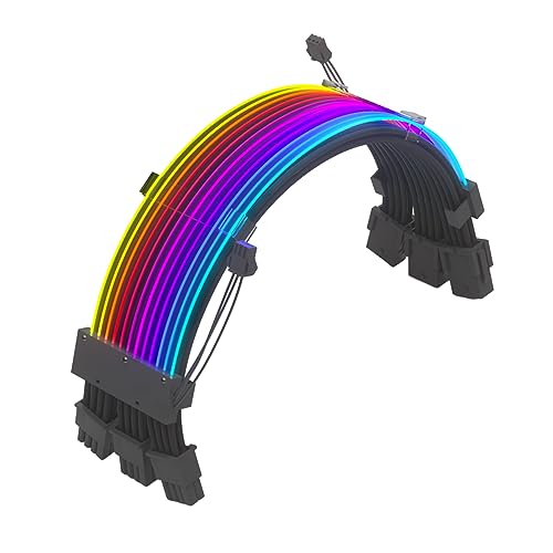 Eladcncmc 18AWG Verlängerungs RGB Kabel 24Pin 3x8Pin Sleeved Kabel 8Pin RGB Kabel Langlebiges Adressierbares Kabel Für PC Gehäuse Computer von Eladcncmc