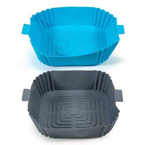 Silikonform für Heißluftfritteuse 2PCS wiederverwendbare Backformen für quadratische Heißluftfritteusen 3–4,75 L Airfryer Zubehör mit hitzebeständigem Silikon für gleichmäßiges Garen und Backen von Elalove
