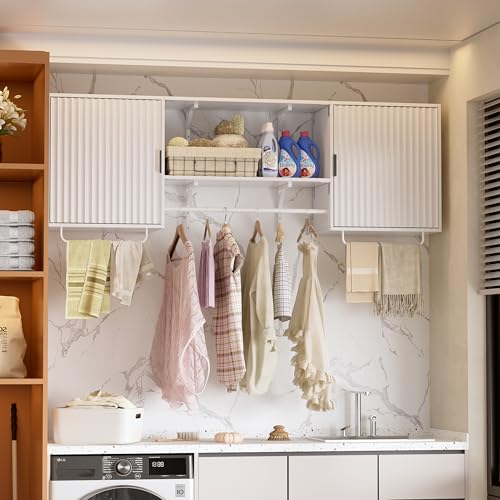 Elancee Badschrank Hängend,Schrank mit Kleiderstange, Wandschrank mit 2 Fächern und Türen für Schlafzimmer Badezimmer Balkon 166 x 53.9 x 29.97 cm Weiß Elancee Badschrank Hängend,Schrank mit Kleiderstange, Wandschrank mit 2 Fächern und Türen für Schlafzimmer Badezimmer Balkon 166 x 53.9 x 29.97 cm Weiß von Elancee