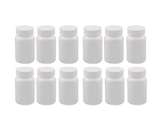 12 Kunststoff rund Pille Container bottles-Tablet Kapsel Aufbewahrung Halter Pille Spender Köder Halter Veranstalter (weiß) von Elandy