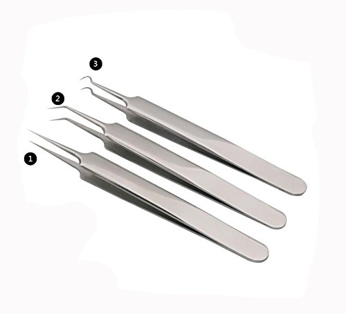 1Set (3St) Silber Professionelle entfernen Mitesser Pinzette Set -Edelstahl gerade/schräg & Spitz Splinter/Bend gebogen Blemish Extractor Werkzeug für Akne hilft bei Zystische Blemish Whitehead in von Elandy