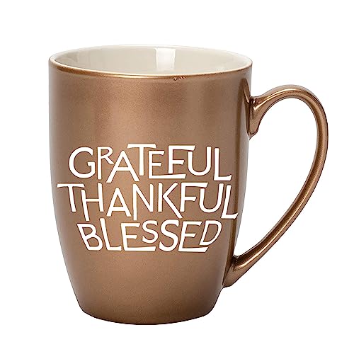 Elanze Designs Kaffeetasse mit Aufschrift "Grateful Thankful Blessed Bronze", 284 ml, Knochenporzellan von Elanze Designs