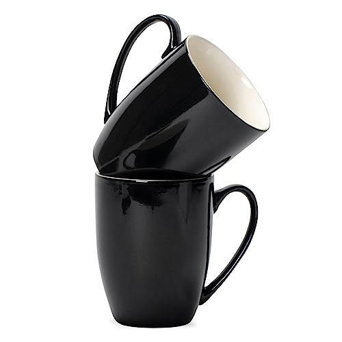 Elanze Designs Kaffeetassen aus feinem Porzellan, glänzend, 284 ml, Schwarz, 2 Stück von Elanze Designs