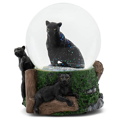 Elanze Designs Panther 100 mm stabiles Polyresin, magisch, skurril, Tischkommode, Nachttisch, zum Aufziehen, Musikalische Glitzer, Wasser-Schneekugel, Dekoration, Spielmelodie geboren frei von Elanze Designs