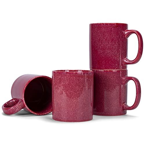 Elanze Designs Reactive Keramikbecher, gerade, 482 ml, Maraschino Red, 4 Stück von Elanze Designs