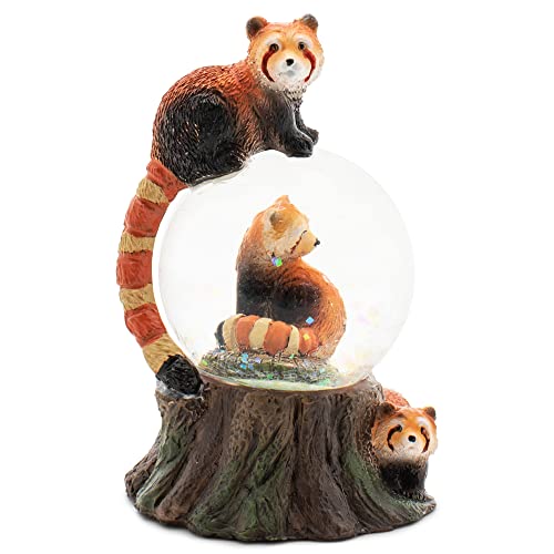 Elanze Designs Roter Panda-Miniatur, 45 mm, stabiles Polyresin, magisch, skurril, Tischkommode, Nachttisch, Glitzer, Wasser-Schneekugel, Dekoration von Elanze Designs