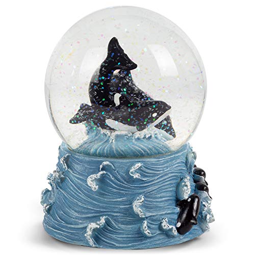 Schneekugel mit Musik, Motiv: Wale im Ozean, Glas von Elanze Designs