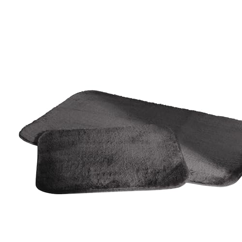 Elart Badematte Set 2 Teilig | Saugfähige Badezimmerteppich, Waschbar, Wasserdichter Badteppich, Badvorleger Set, Fußmatte 60x100 cm und 60x50 cm | (Anthrazit) von Elart