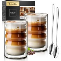 Doppelwandige Latte Macchiato Gläser 400Ml [Lisbon] Kristallklare Thermogläser Doppelwandig | Ideal Als Cappuccino Kaffeegläser von ElbFuchs