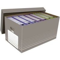 Elba - Archivschachtel tric 37 x 32,2 x 62,2 cm (b x h x t) din A4 mit Archivdruck Wellpappe grau/weiß von Elba