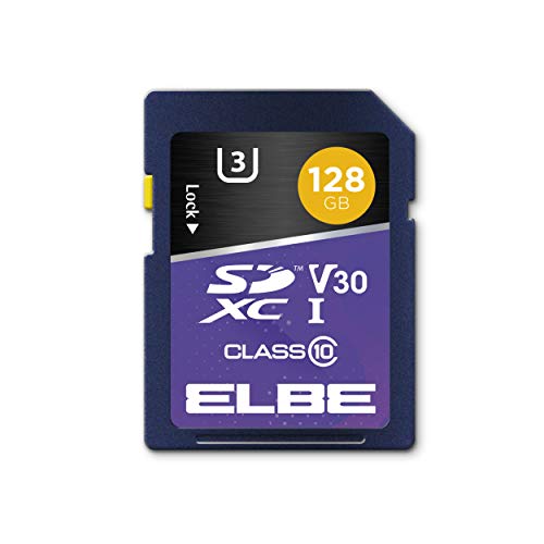 ELBE - 128GB SDXC-Speicherkarte (bis zu 100MB/s, Class 10, U3, V30, 4K Full HD 1080p) von Elbe