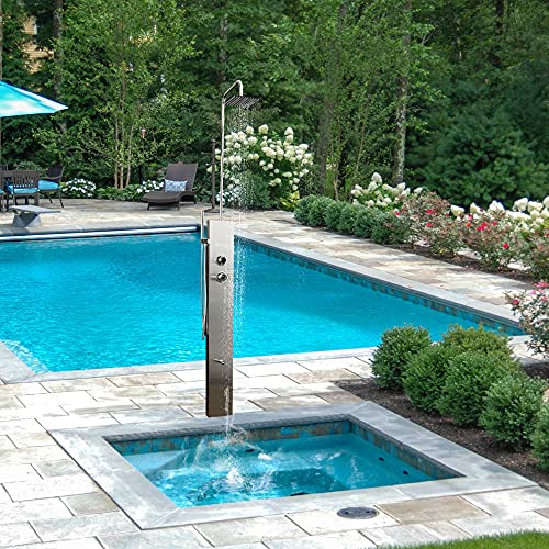 Elbe Gartendusche mit Einhebelmischer Überkopfdusche Fußdusche und Handbrause Edelstahl 304 gartendusche aussendusche für Garten Pool von Elbe