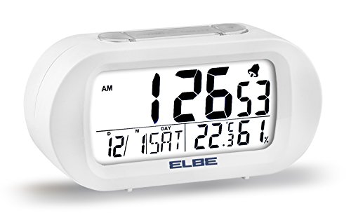 Elbe Reise-Wecker, LCD-Display 3,1/9 cm, Weiß, Modern, Unisex, 5.5 x 1.5 Zoll von Elbe
