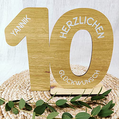 10 Jahrestag Geschenk für Ihn/Sie - Deko Gästebuch Geburtstag 10, 10. Geburtstag Männer Geschenk 10. Geburtstag Deko 10 Geburtstag Mann Tischdeko 10, 10 Jahre - Personalisierbar mit Namen aus Holz von Elbeffekt