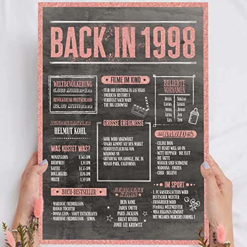 27 Geburtstag Frauen Rosegold Holzbild Back in 1998 personalisierbar zum Hinstellen/Aufhängen opt. beleuchtet, 27 Geburtstag Frau Deko, 27 Geburtstag Frau, 27. Geburtstag Frau, Geschenk 27 Geburtstag von Elbeffekt