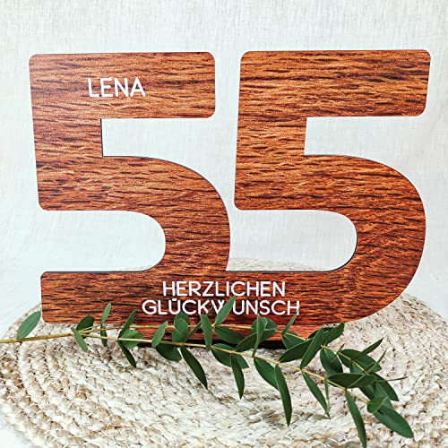 55 Geburtstag Männer/Frauen - Deko Gästebuch Geburtstag 55, 55. Geburtstag Männer Geschenk 55. Geburtstag Deko 55 Geburtstag Mann Tischdeko 55, 55 Jahre - Personalisierbar mit Namen aus Holz von Elbeffekt