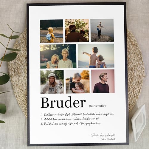 Bruder Geschenk Weihnachten - Personalisiertes Fotogeschenk auf Holz - Bester Bruder Geschenk, Großer Bruder Geschenk, Bruder Geschenk Geburtstag, Bruder Geschenk Geburtstag, Grosser Bruder, 8 Bilder von Elbeffekt