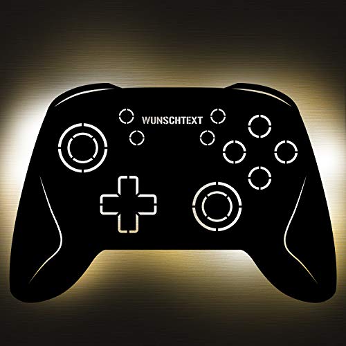 Elbeffekt Gaming Controller SW Lampe aus Holz - personalisierbares Geschenk für Männer - Gaming Zimmer Deko - Gamingpad Lampe - personalisierbar zum Hinstellen/Aufhängen - persönliches Geschenk von Elbeffekt