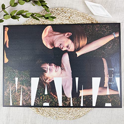 Elbeffekt Geschenke Für Mama Holzbild - Foto Geschenk - personalisierbar zum Hinstellen/Aufhängen Opt. beleuchtet Mama, Mutter Geschenk, Geschenke Mama - personalisierte Geschenke von Elbeffekt