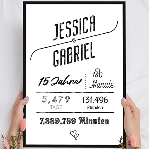 Elbeffekt Holzbild 15 Jahrestag - Liebeserklärung - 15 Hochzeitstag - personalisierbar zum Hinstellen/Aufhängen Opt. beleuchtet, Jahrestag Geschenk für Ihn & Sie - persönliches Geschenk von Elbeffekt