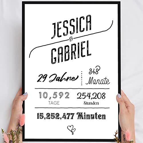 Elbeffekt Holzbild 29 Jahrestag - Liebeserklärung - 29 Hochzeitstag - personalisierbar zum Hinstellen/Aufhängen Opt. beleuchtet, Jahrestag Geschenk für Ihn & Sie - persönliches Geschenk von Elbeffekt