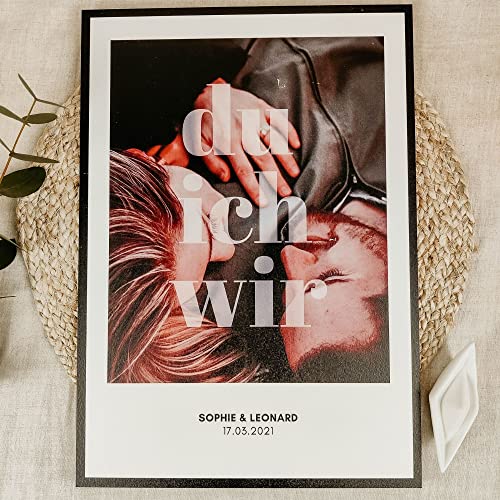 Elbeffekt Du Ich Wir Paar Geschenk - Holzbild Foto Geschenk - personalisierbar zum Hinstellen/Aufhängen opt. beleuchtet Partner Geschenke, Valentinstagsgeschenk für Ihn - personalisiertes Geschenk von Elbeffekt
