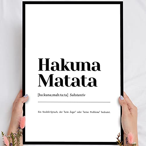 Elbeffekt Holzbild Hakuna Matata - personalisierbar zum Hinstellen/Aufhängen optional beleuchtet, birthday gift for women mit Spruch auf Holz - Wand-Bild Aufsteller Dekoration - persönliches Geschenk von Elbeffekt