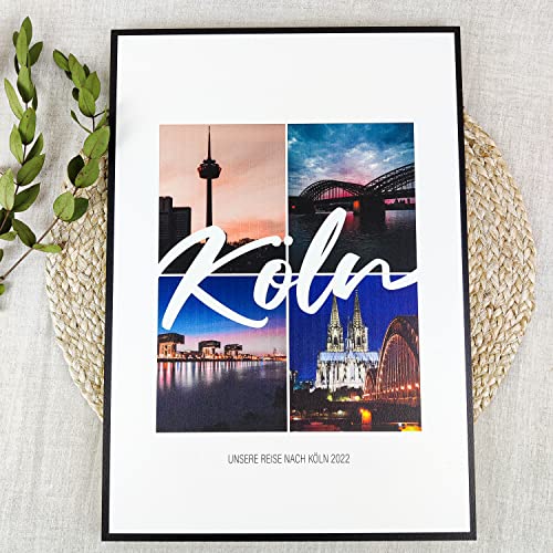 Elbeffekt Köln Geschenk Holzbild - Foto Geschenk - personalisierbar zum Hinstellen/Aufhängen optional beleuchtet Köln Souvenir, Köln Deko, Köln Urlaub, Köln Geschenke - personalisierte Geschenke von Elbeffekt