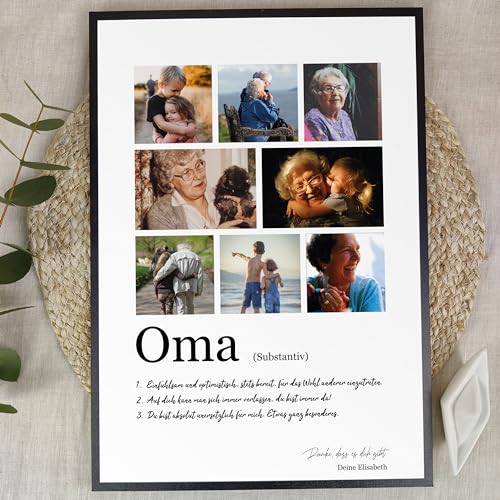 Elbeffekt Oma Geschenk Weihnachten - Personalisiertes Fotogeschenk auf Holz - Geschenk für Oma, Beste Oma, Geschenk Oma, Oma Geschenke zum Geburtstag, Beste Oma Geschenke, 8 Bilder von Elbeffekt