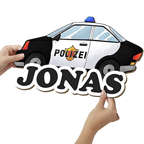 Elbeffekt Polizei Wandlampe aus Holz - personalisierbares Geschenk - Geburtsgeschenk Jungen personalisierte Geschenke Jungs - Polizei Geschenk aus Echtholz von Elbeffekt