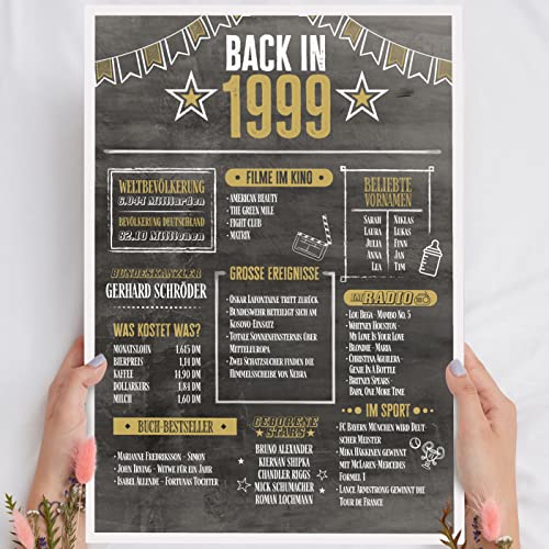 26 Geburtstag Männer & Frauen Holzbild Back in 1999 Chronik personalisierbar zum Hinstellen/Aufhängen opt. beleuchtet, 26 Geburtstag Frau & Mann, 26 Geburtstag Frauen, 26. Geburtstag Frauen & Männer von Elbeffekt