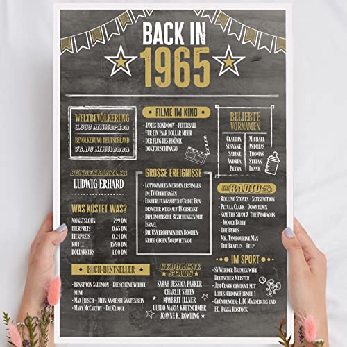 60 Geburtstag Mann & Frau Holzbild Back in 1965 Chronik personalisierbar zum Hinstellen/Aufhängen opt. beleuchtet, 60 Geburtstag Frauen & Männer, 60 Geburtstag Frau, 60. Geburtstag Frau & Mann Deko von Elbeffekt