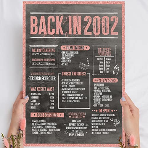 Elbeffekt 23. Geburtstag Frauen Rosegold Holzbild 2002 personalisierbar Wandbild Wohnzimmer Hochformat Ungerahmt Metallic von Elbeffekt