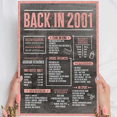 24 Geburtstag Frauen Rosegold Holzbild Back in 2001 personalisierbar zum Hinstellen/Aufhängen opt. beleuchtet, 24 Geburtstag Frau Deko, 24 Geburtstag Frau, 24. Geburtstag Frau, Geschenk 24 Geburtstag von Elbeffekt