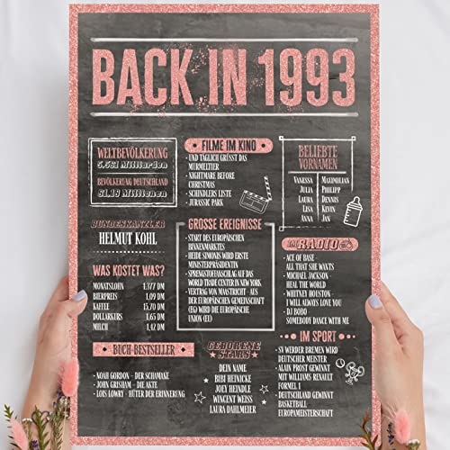 32 Geburtstag Frauen Rosegold Holzbild Back in 1993 personalisierbar zum Hinstellen/Aufhängen opt. beleuchtet, 32 Geburtstag Frau Deko, 32 Geburtstag Frau, 32. Geburtstag Frau, Geschenk 32 Geburtstag von Elbeffekt