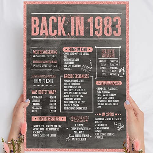 42 Geburtstag Frauen Rosegold Holzbild Back in 1983 personalisierbar zum Hinstellen/Aufhängen opt. beleuchtet, 42 Geburtstag Frau Deko, 42 Geburtstag Frau, 42. Geburtstag Frau, Geschenk 42 Geburtstag von Elbeffekt