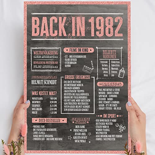 43 Geburtstag Frauen Rosegold Holzbild Back in 1982 personalisierbar zum Hinstellen/Aufhängen opt. beleuchtet, 43 Geburtstag Frau Deko, 43 Geburtstag Frau, 43. Geburtstag Frau, Geschenk 43 Geburtstag von Elbeffekt