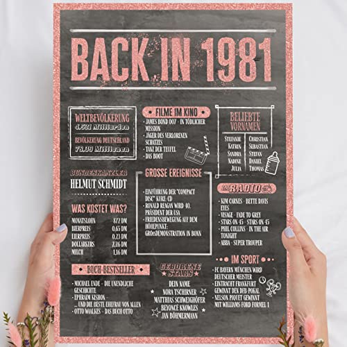 44 Geburtstag Frauen Rosegold Holzbild Back in 1981 personalisierbar zum Hinstellen/Aufhängen opt. beleuchtet, 44 Geburtstag Frau Deko, 44 Geburtstag Frau, 44. Geburtstag Frau, Geschenk 44 Geburtstag von Elbeffekt