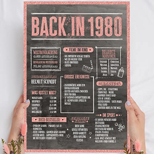 45 Geburtstag Frauen Rosegold Holzbild Back in 1980 personalisierbar zum Hinstellen/Aufhängen opt. beleuchtet, 45 Geburtstag Frau Deko, 45 Geburtstag Frau, 45. Geburtstag Frau, Geschenk 45 Geburtstag von Elbeffekt