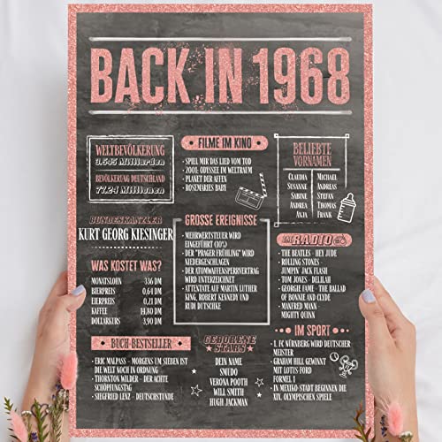 57 Geburtstag Frauen Rosegold Holzbild Back in 1968 personalisierbar zum Hinstellen/Aufhängen opt. beleuchtet, 57 Geburtstag Frau Deko, 57 Geburtstag Frau, 57. Geburtstag Frau, Geschenk 57 Geburtstag von Elbeffekt